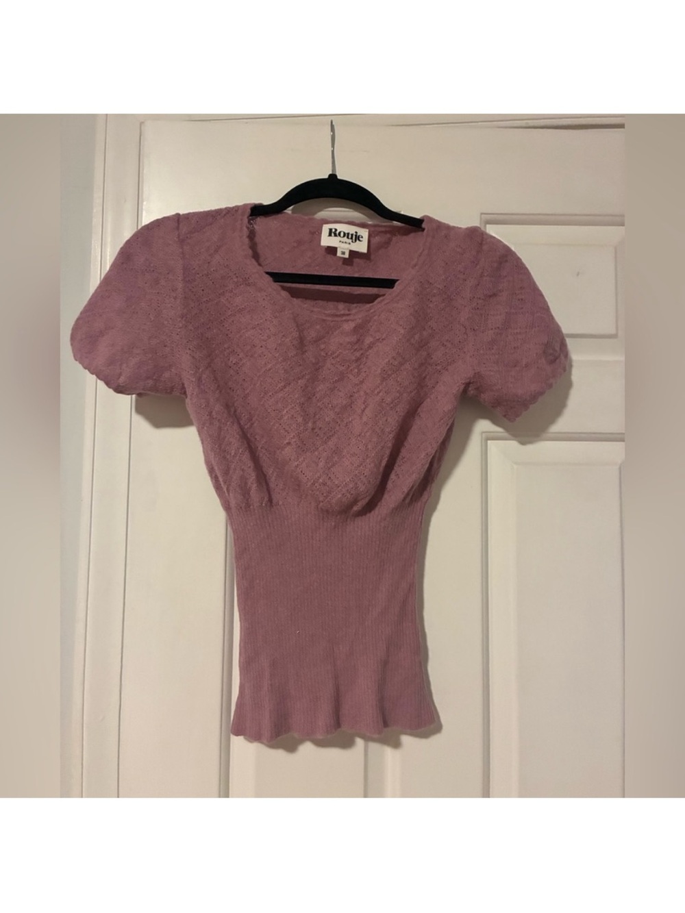 Rouje Mauve Puff-Sleeve Knit Top
